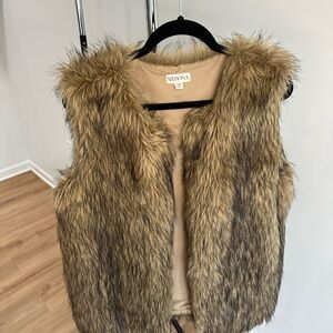 Merona Tan Faux Fur Vest